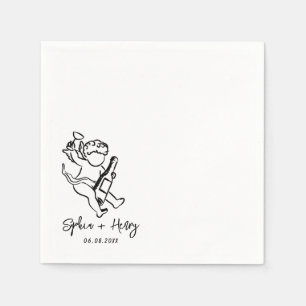 Hand getrokken Cherub Cupid Icon Wedding Servet
