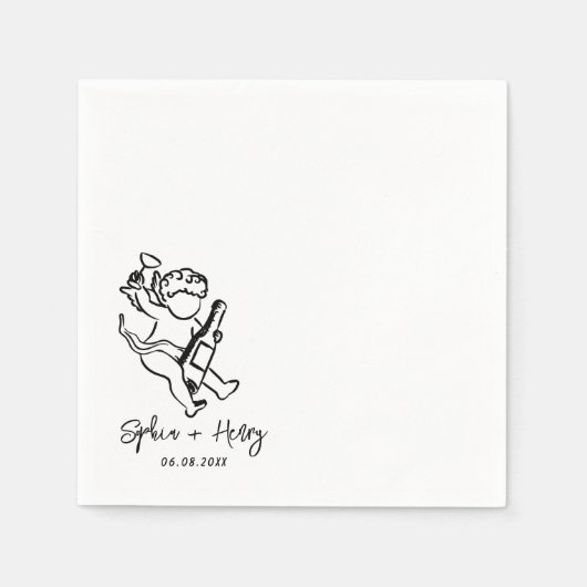 Hand getrokken Cherub Cupid Icon Wedding Servet (Voorkant)