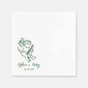 Hand getrokken Cherub Cupid Icon Wedding Servet