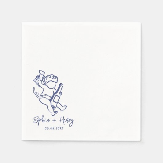 Hand getrokken Cherub Cupid Icon Wedding Servet (Voorkant)