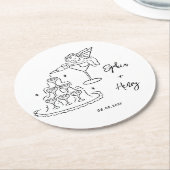 Hand getrokken cherub funky Whimsical Wedding Ronde Kartonnen Onderzetter (Gebogen)