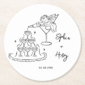 Hand getrokken cherub funky Whimsical Wedding Ronde Kartonnen Onderzetter (Voorkant)