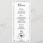 Hand getrokken Cherub Handgeschreven bruiloft menu (Voorkant)