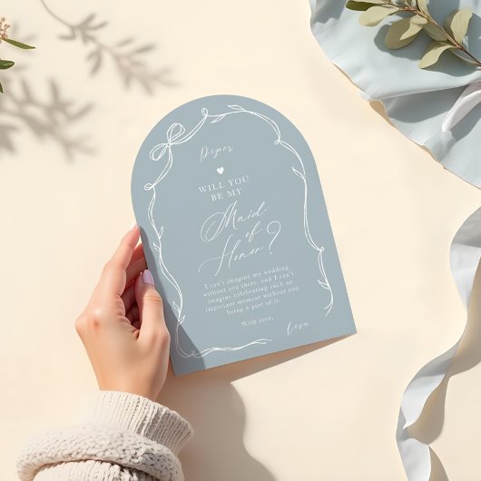 Hand Getrokken Chic Bow Ribbon Maid of Honor Voors Kaart