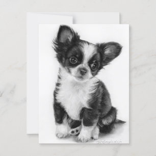 Hand getrokken Chihuahua Puppy kunstwerk Briefkaart
