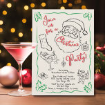 Hand getrokken Christmas Cocktail Party Santa Kaart<br><div class="desc">Nodig je stoute of leuke vrienden uit voor dit geweldige kerstfeest met een handgetekende kerstman met hem die cocktails en andere leuke doodles drink. Alle bewoordingen kunnen worden gewijzigd om aan uw kerstwensen te voldoen. Ga voor meer wijzigingen naar Deze sjabloon personaliseren. Onderaan zie je "Wil je dit ontwerp nog...</div>