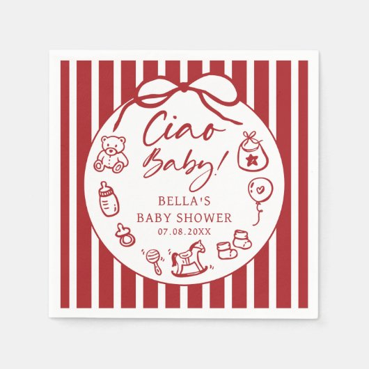 Hand getrokken Ciao Baby Italiaans Baby shower ser Servet (Voorkant)