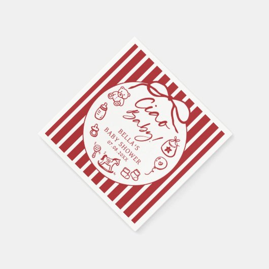 Hand getrokken Ciao Baby Italiaans Baby shower ser Servet (Hoek)