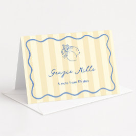 Hand getrokken Ciao Miss Yellow & Blue Vrijgezelle Bedankkaart