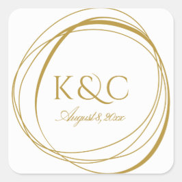 Hand getrokken cirkels bruiloft label | Goud