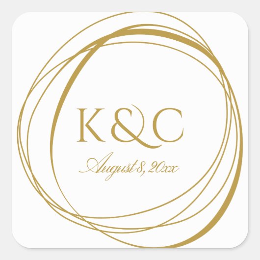 Hand getrokken cirkels bruiloft label | Goud (Voorkant)