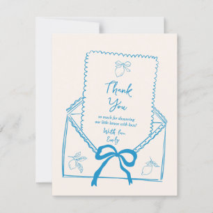 Hand getrokken citroen Baby shower dank je kaart