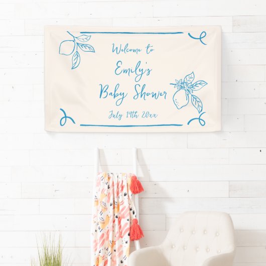 Hand getrokken citroen Baby shower welkom Spandoek (Insitu)