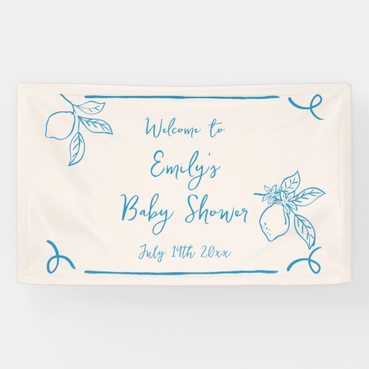 Hand getrokken citroen Baby shower welkom Spandoek (Horizontaal)