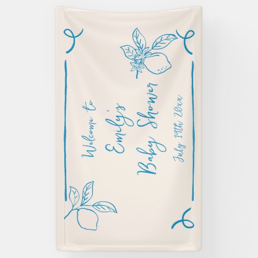 Hand getrokken citroen Baby shower welkom Spandoek (Verticaal)