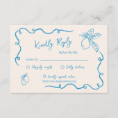 Hand getrokken citroen bruiloft RSVP Informatiekaartje (Voorkant)