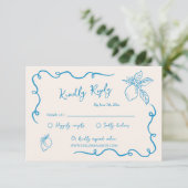 Hand getrokken citroen bruiloft RSVP Informatiekaartje (Staand voorkant)