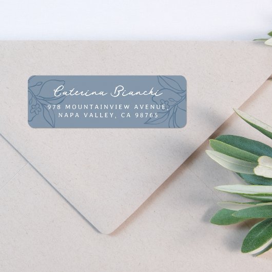 Hand getrokken citroen illustratie blauw retour ad etiket