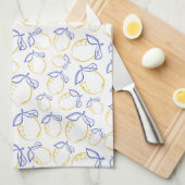 Hand getrokken citroen patroon keukenhanddoek (Quarter Fold)