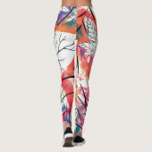 Hand getrokken citroenen, blauw blad patroon. leggings (Achterkant)