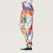 Hand getrokken citroenen, blauw blad patroon. leggings (Links)