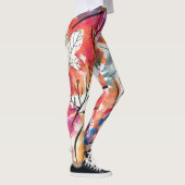 Hand getrokken citroenen, blauw blad patroon. leggings (Rechts)