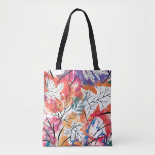 Hand getrokken citroenen, blauw blad patroon. tote bag