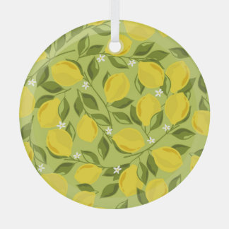 Hand getrokken citroenen kleurrijke behang glas ornament