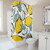 Hand getrokken citroenen, levendig patroon. douchegordijn (In situ)