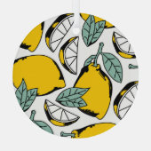 Hand getrokken citroenen, levendig patroon. glas ornament (Achterkant)