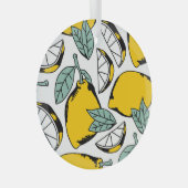 Hand getrokken citroenen, levendig patroon. glas ornament (Voorkant Rechts)