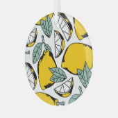 Hand getrokken citroenen, levendig patroon. glas ornament (Voorkant links)