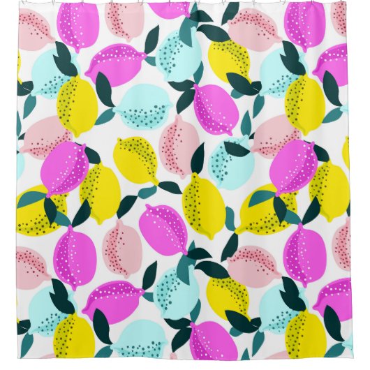 Hand getrokken citroenen  patroon douchegordijn (Voorkant)