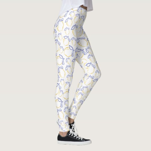Hand getrokken citroenpatroon Leggings (Rechts)