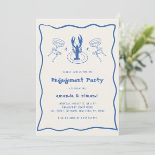 Hand getrokken Cocktail & Kreeft Engagement Party Kaart