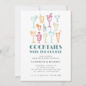 Hand getrokken Cocktails Koppels Douche Bruiloft Kaart (Voorkant)