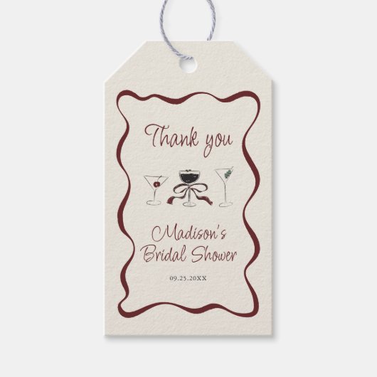 Hand getrokken cocktails Wavy Lijst Vrijgezellenfe Cadeaulabel (Voorkant)