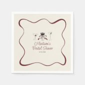 Hand getrokken cocktails Wavy Lijst Vrijgezellenfe Servet (Voorkant)