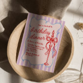 Hand getrokken Coquette Bow Candle Fun Verjaardag Kaart