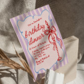 Hand getrokken Coquette Bow Candle Fun Verjaardag Kaart