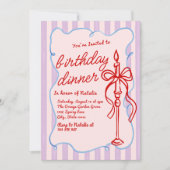 Hand getrokken Coquette Bow Candle Fun Verjaardag Kaart (Voorkant)