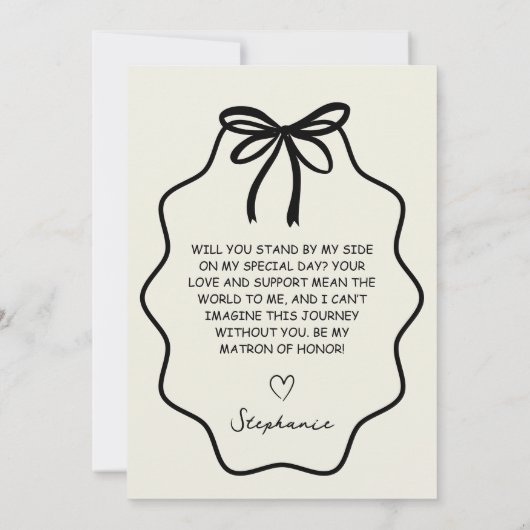 Hand Getrokken Coquette Bow Matron of Honor Voorst Kaart (Achterkant)
