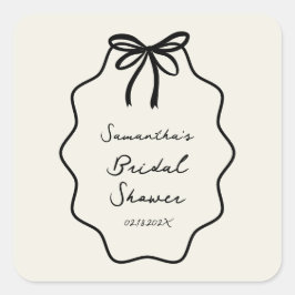 Hand getrokken Coquette Bow Vrijgezellenfeest Vierkante Sticker