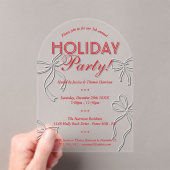 Hand getrokken Coquette Bows Vakantie Kerstfeest Acryl Uitnodigingen (Insitu (Draagbaar))