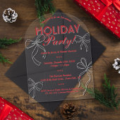 Hand getrokken Coquette Bows Vakantie Kerstfeest Acryl Uitnodigingen