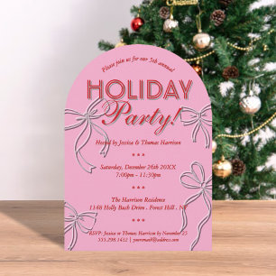 Hand getrokken Coquette Bows Vakantie Kerstfeest Kaart