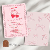 Hand getrokken Coquette Cherry op top Baby shower Kaart