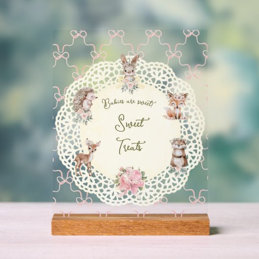 Hand getrokken Coquette lint Woodland Baby shower Acryl Bord (Neutraal)