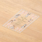 Hand getrokken Coquette lint Woodland Baby shower Acryl Uitnodigingen (Laagn)