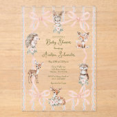 Hand getrokken Coquette lint Woodland Baby shower Acryl Uitnodigingen (Voorkant)